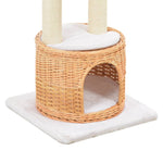 ZNTS Cat Tree with Sisal Scratching Post Natural Willow Wood 170728
