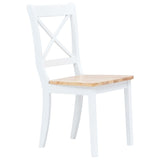 ZNTS Dining Chairs 4 pcs White and Light Wood Solid Rubber Wood 247359