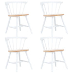 ZNTS Dining Chairs 4 pcs White and Light Wood Solid Rubber Wood 247368
