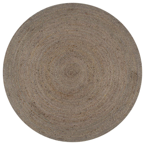 ZNTS Handmade Rug Jute Round 150 cm Grey 133664