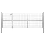 ZNTS Garden Gate Steel 350x125 cm Silver 144342