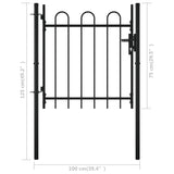 ZNTS Single Door Fence Gate with Hoop Top 100 x 75 cm 144361