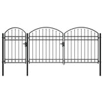 ZNTS Garden Fence Gate with Arched Top Steel 1.75x4 m Black 144367