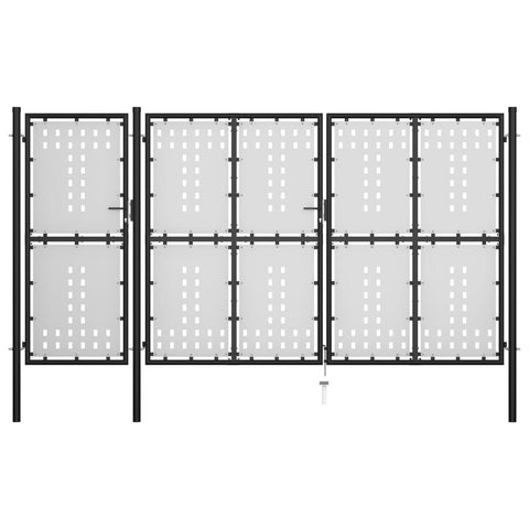 ZNTS Garden Gate Steel 400x150 cm Black 144390