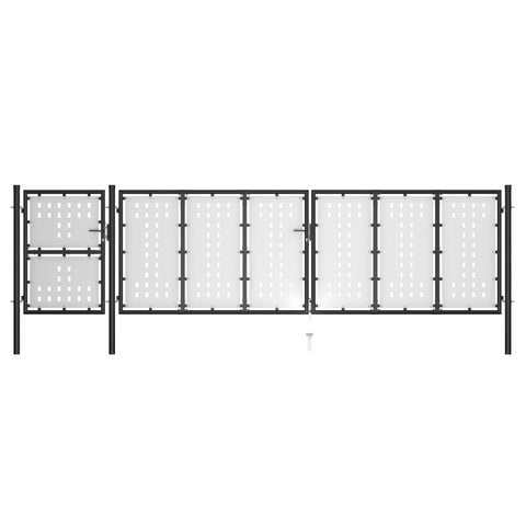 ZNTS Garden Gate Steel 500x125 cm Black 144395