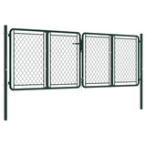 ZNTS Garden Gate Steel 300x75 cm Green 144408