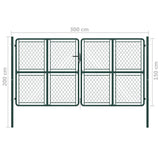 ZNTS Garden Gate Steel 300x150 cm Green 144411