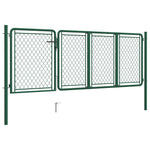ZNTS Garden Gate Steel 100x350 cm Green 144439