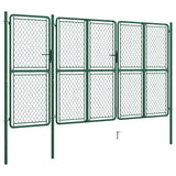 ZNTS Garden Gate Steel 150x395 cm Green 144447