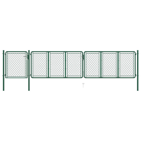ZNTS Garden Gate Steel 100x495 cm Green 144451