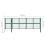 ZNTS Garden Gate Steel 150x495 cm Green 144453