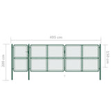 ZNTS Garden Gate Steel 150x495 cm Green 144453
