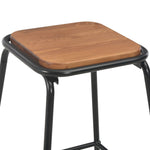 ZNTS Bar Stools 2 pcs Black Solid Pinewood and Steel 280076