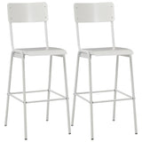 ZNTS Bar Chairs 2 pcs White Solid Plywood Steel 280080