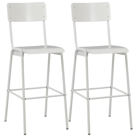 ZNTS Bar Chairs 2 pcs White Solid Plywood Steel 280080
