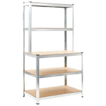 ZNTS Storage Shelf Silver 100x60x180 cm Steel and MDF 144270