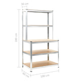 ZNTS Storage Shelf Silver 100x60x180 cm Steel and MDF 144270