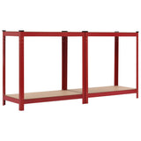 ZNTS Storage Shelves 2 pcs Red 80x40x160 cm Steel and MDF 144276