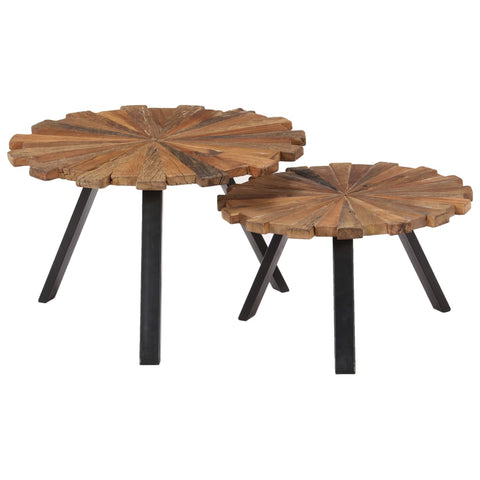 ZNTS Coffee Tables 2 pcs Solid Reclaimed Wood 247933