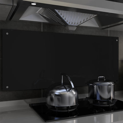 ZNTS Kitchen Backsplash Black 120x50 cm Tempered Glass 249494