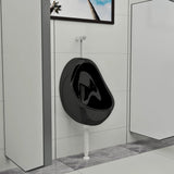ZNTS Wall Hung Urinal with Flush Valve Ceramic Black 143992
