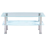 ZNTS Coffee Table with Marble Look White 100x60x42 cm Tempered Glass 280101