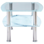 ZNTS Coffee Table with Marble Look White 100x60x42 cm Tempered Glass 280101