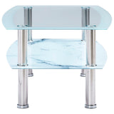 ZNTS Coffee Table with Marble Look White 100x60x42 cm Tempered Glass 280101
