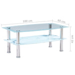 ZNTS Coffee Table with Marble Look White 100x60x42 cm Tempered Glass 280101