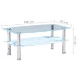 ZNTS Coffee Table with Marble Look White 100x60x42 cm Tempered Glass 280101