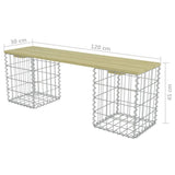 ZNTS Gabion Bench 120 cm Galvanised Steel and Pinewood 275896