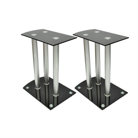 ZNTS Aluminum Speaker Stands Black Glass 2pcs 50139