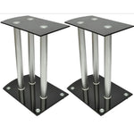 ZNTS Aluminum Speaker Stands Black Glass 2pcs 50139