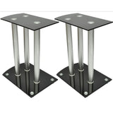 ZNTS Aluminum Speaker Stands Black Glass 2pcs 50139