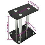 ZNTS Aluminum Speaker Stands Black Glass 2pcs 50139
