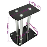 ZNTS Aluminum Speaker Stands Black Glass 2pcs 50139