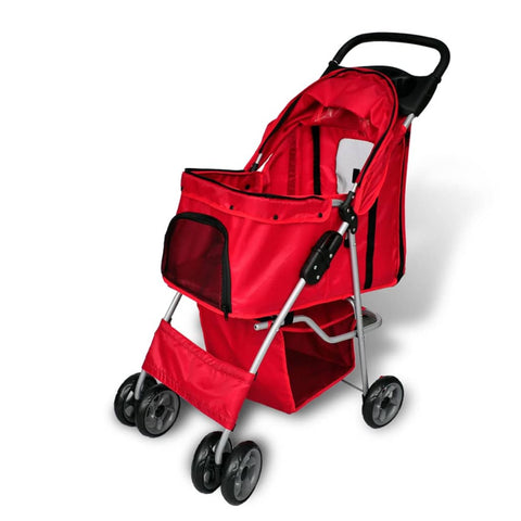 ZNTS Folding Pet Stroller Dog/Cat Travel Carrier Red 170055