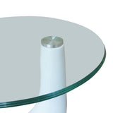 ZNTS Coffee Table with Round Glass Top High Gloss White 240320