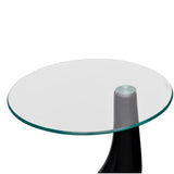 ZNTS Coffee Table with Round Glass Top High Gloss Black 240321