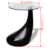 ZNTS Coffee Table with Round Glass Top High Gloss Black 240321