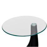 ZNTS Coffee Table 2 pcs with Round Glass Top High Gloss Black 240323
