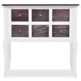 ZNTS Console Cabinet 6 Drawers Brown and White Wood 240402
