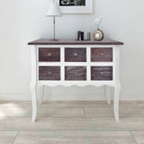 ZNTS Console Cabinet 6 Drawers Brown and White Wood 240402