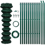 ZNTS Chain Link Fence with Posts Steel 1,25x25 m Green 140358