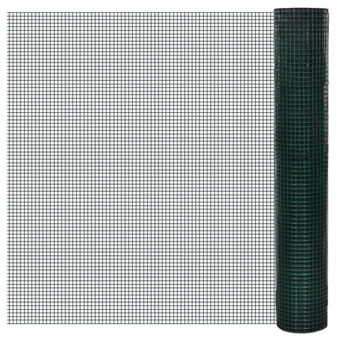 ZNTS Chicken Wire Fence Galvanised with PVC Coating 25x1 m Green 140437