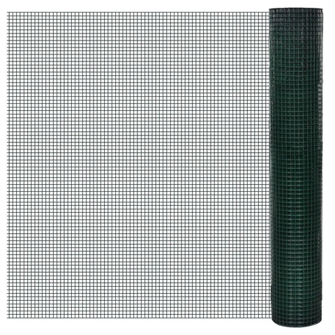 ZNTS Chicken Wire Fence Galvanised with PVC Coating 25x1 m Green 140438