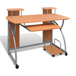 ZNTS Computer Desk with Pull-out Keyboard Tray Brown 20055