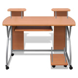 ZNTS Computer Desk with Pull-out Keyboard Tray Brown 20055