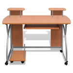 ZNTS Computer Desk with Pull-out Keyboard Tray Brown 20055