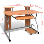 ZNTS Computer Desk with Pull-out Keyboard Tray Brown 20055